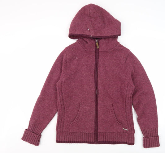 Trespass Women's Red Full Zip Wool Blend Hoodie M