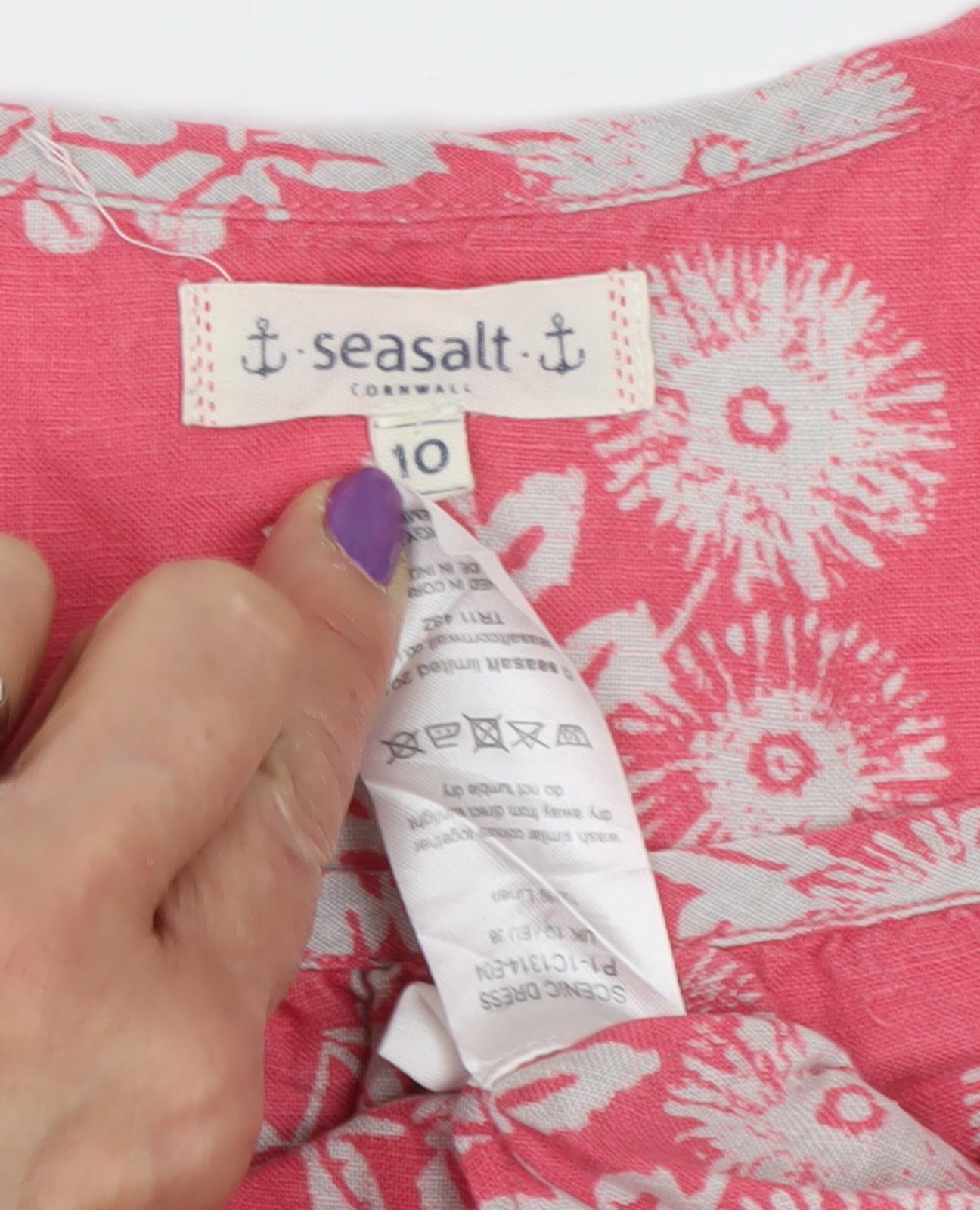 Seasalt Women's Pink Floral Sleeveless Dress Size 10