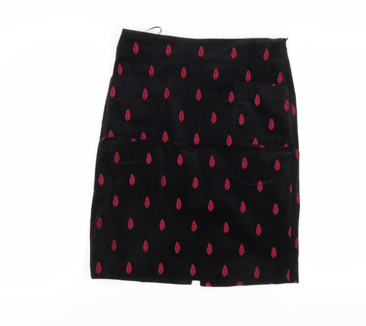 White Stuff Women's Black Floral Pencil Skirt L