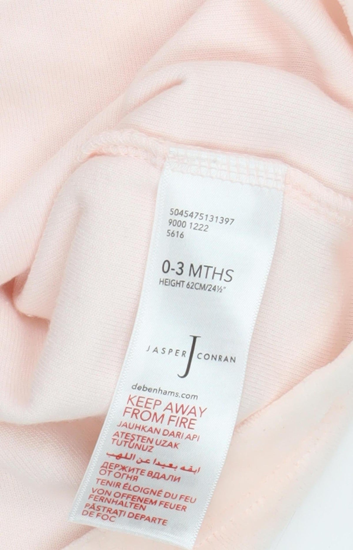 Close-up detail of Jasper Conran girls’ pink floral pinafore dress 0-3m