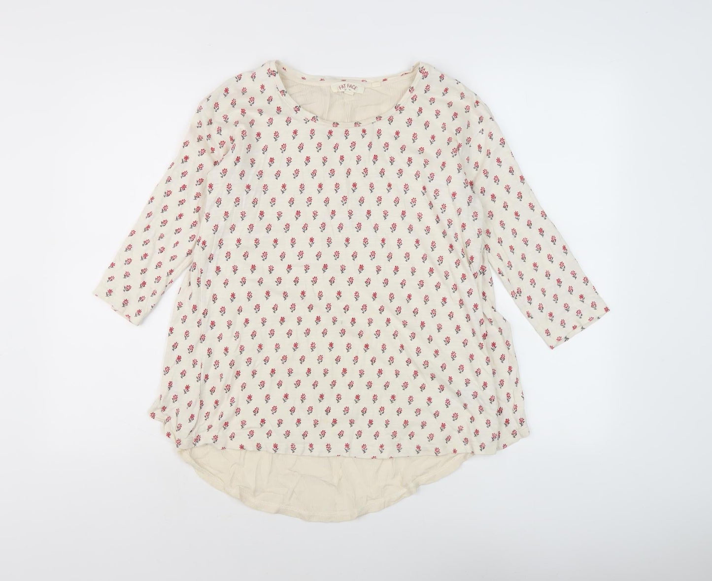 Fat Face Women Ivory Floral Tunic Blouse Size 10