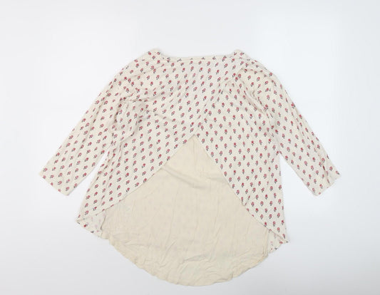 Fat Face Women Ivory Floral Tunic Blouse Size 10