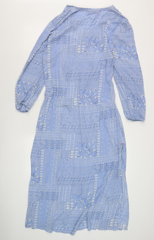 White Stuff Women's Blue Floral Long Sleeve Dress S
