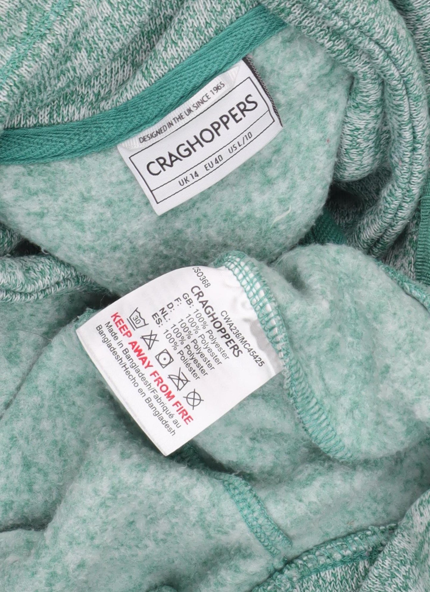 Craghoppers Women's Green Fleece Jacket Size 14