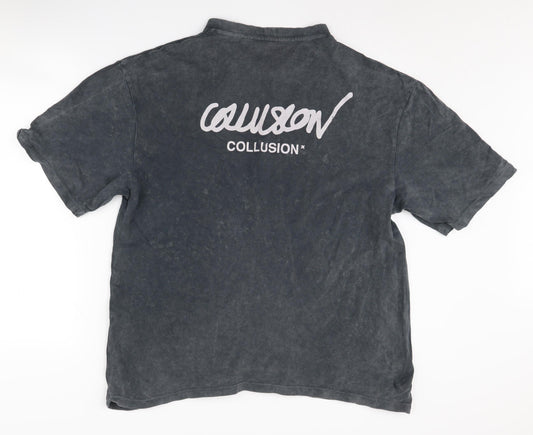 Collusion Men's Black Crew Neck T-Shirt, M