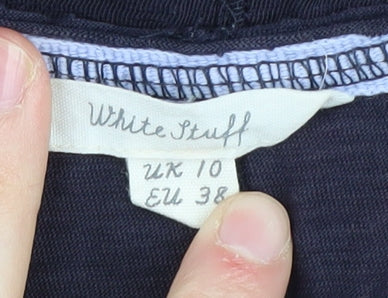 Womens UK Size 10 White Stuff Black 100% Cotton Tank