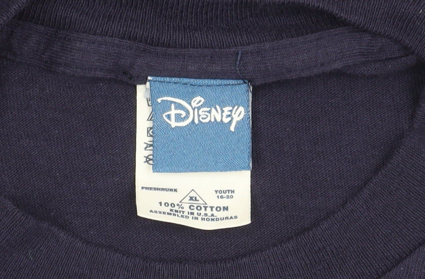 Womens UK Size XL Disney Blue 100% Cotton T-Shirt