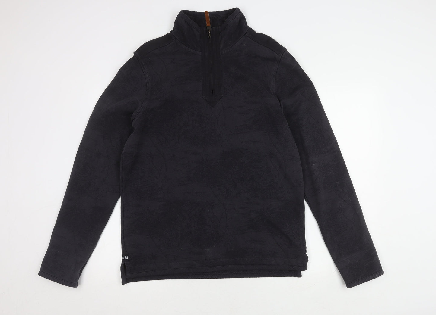 Fat Face Men’s Black Cotton Half-Zip Sweatshirt, Size S