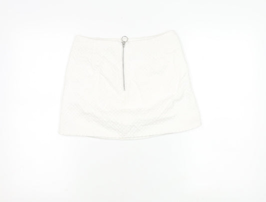 Topshop Women's White Mini Skirt with Zip Accent