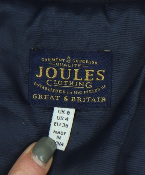 Joules Women's Blue Puffer Jacket Size 8 Casual Zip