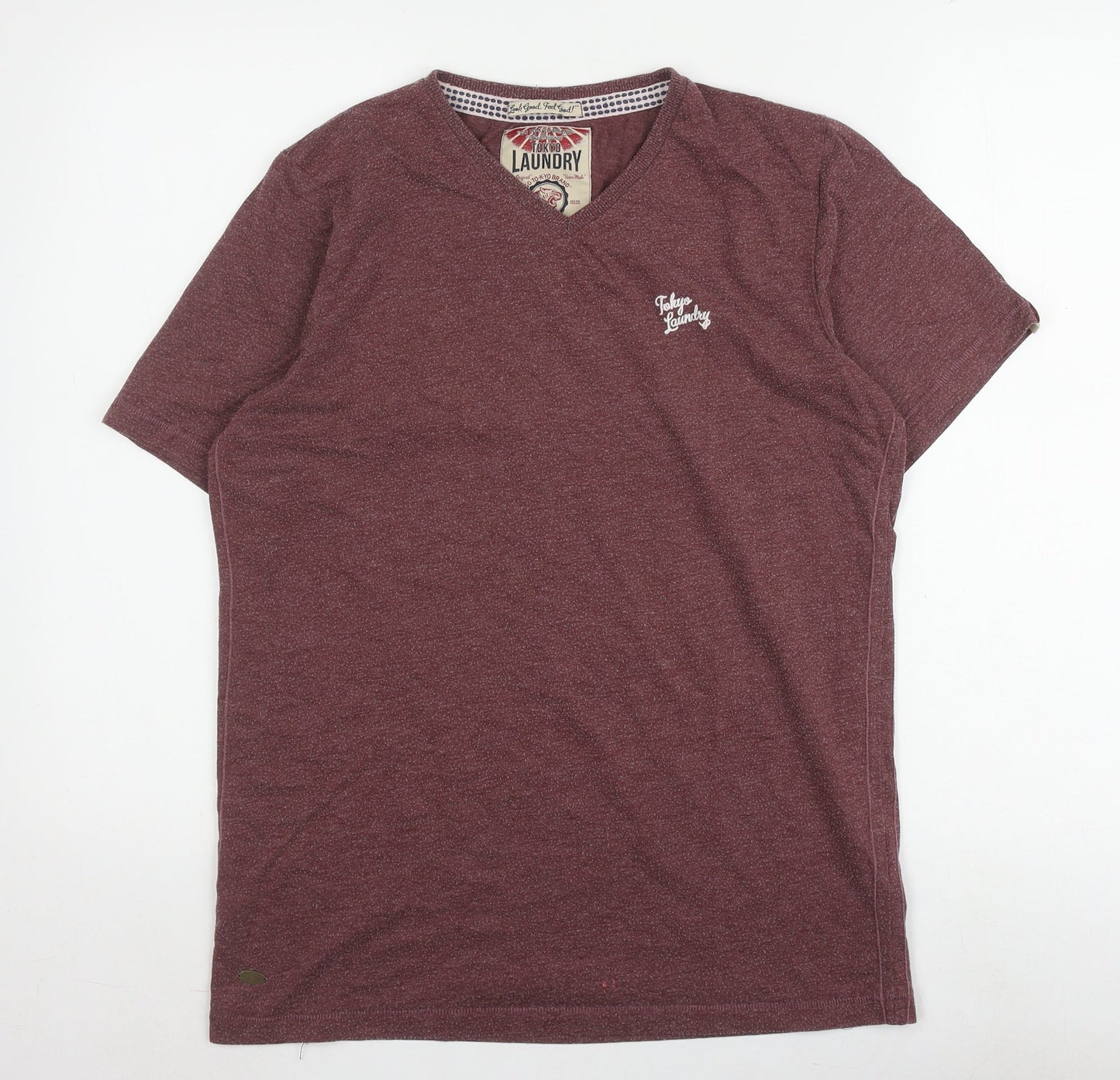 Tokyo Laundry Men’s Burgundy V-Neck T-Shirt M