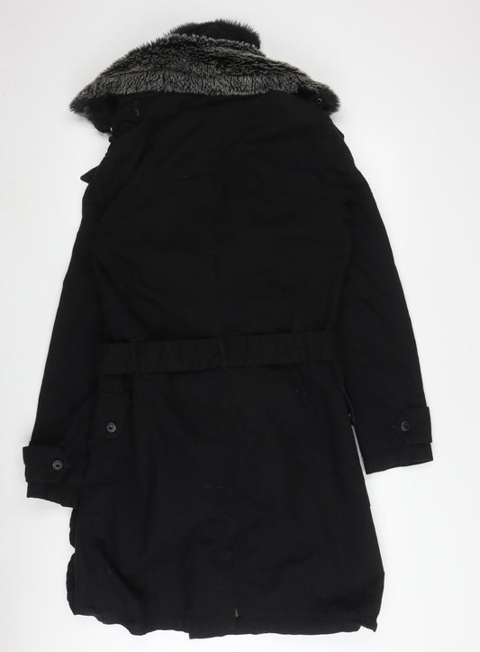 Firetrap Men's Black Parka Coat S Belted Hooded