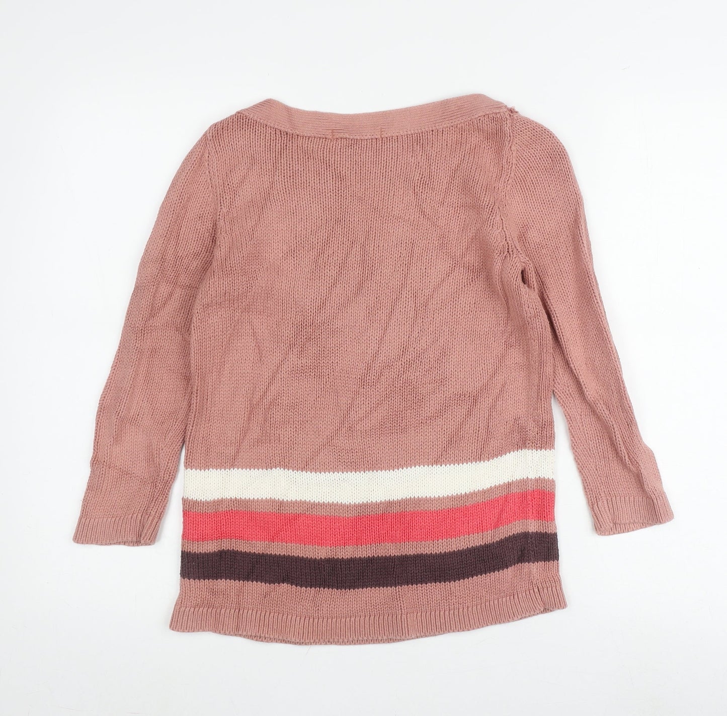 Boden Women's Pink Striped Cotton Pullover Jumper Size 8