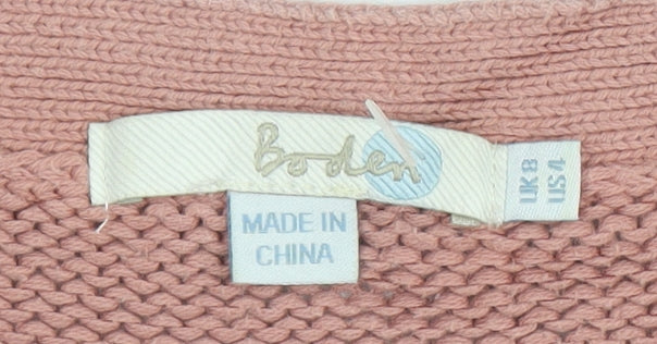 Boden Women's Pink Striped Cotton Pullover Jumper Size 8