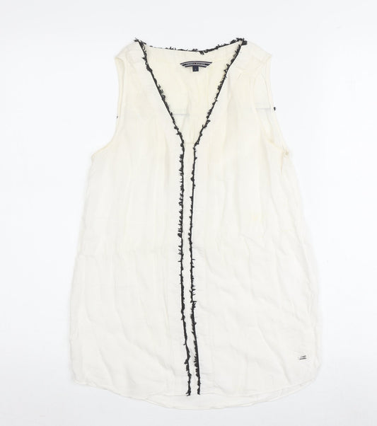 Tommy Hilfiger Women's White Silk Blouse - Size 2