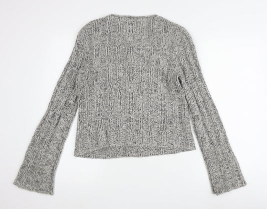 Armani Jeans Women's Grey Cable-Knit Pullover Jumper Size M