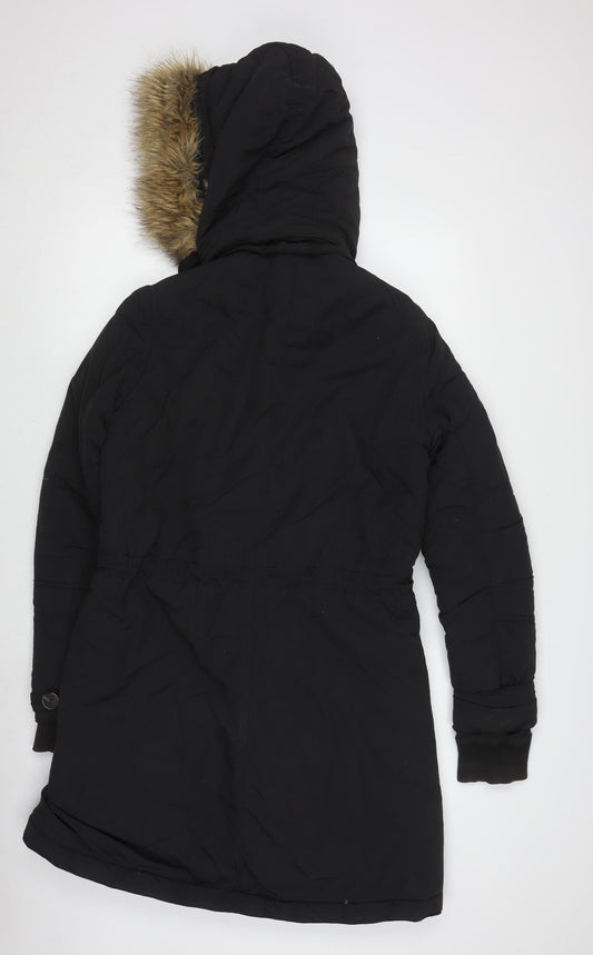 Levi's Women's Black Fur Trim Parka Coat, Medium