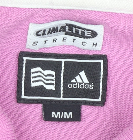 Adidas Women's Pink Polo Shirt M Casual Stretch