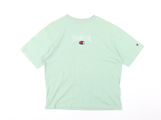 Mens UK Size M Champion Green Cotton T-Shirt