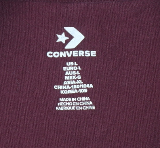 Converse Men's Red Cotton T-Shirt, L, Classic Crew Neck