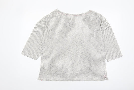 Boden Women's L Striped T-Shirt, 3/4 Sleeve, White
