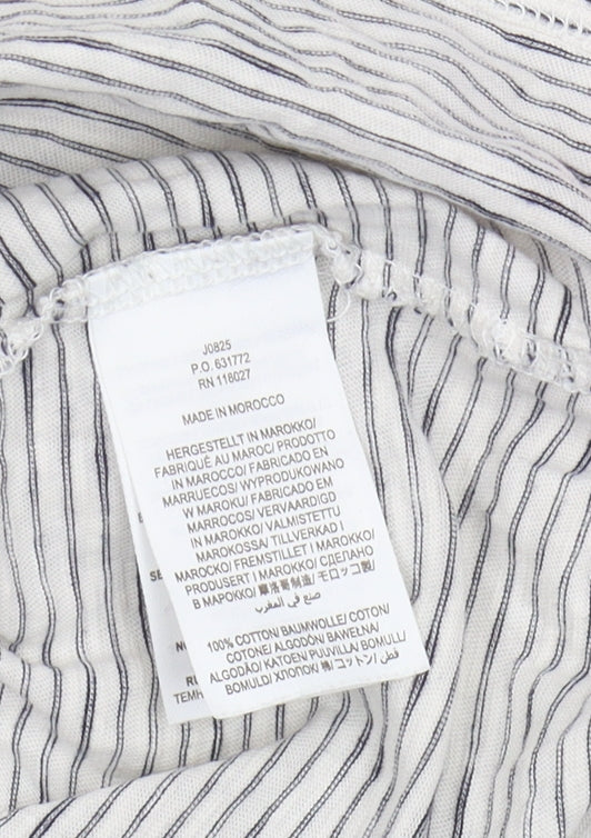 Boden Women's L Striped T-Shirt, 3/4 Sleeve, White