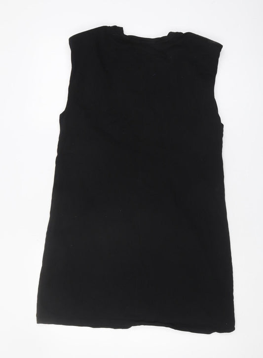 Womens UK Size 14 Stradivarius Black Cotton Tank