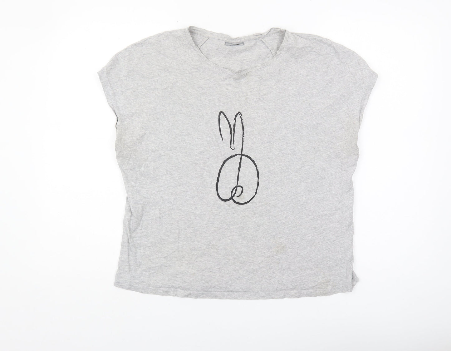 Oliver Bonas Women's Grey T-Shirt, Size 14, Graphic, Casual