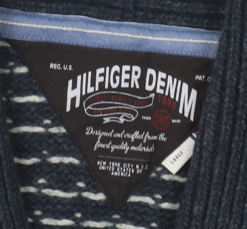 Hilfiger Denim Men's Blue Cable-Knit Cardigan, Size L
