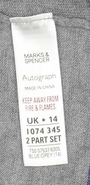 Marks and Spencer Women's Blue Striped Open Front Cardigan Size 14