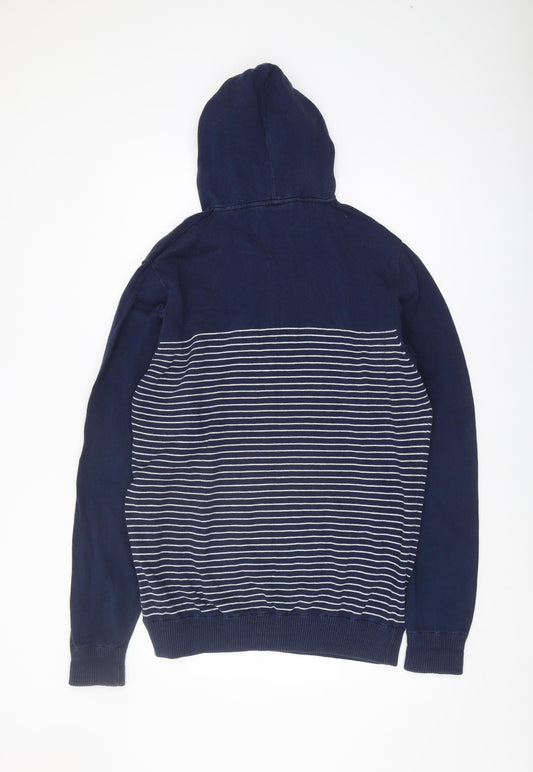 Diesel Jeans XL Men's Blue Striped Hooded Pullover Jumper