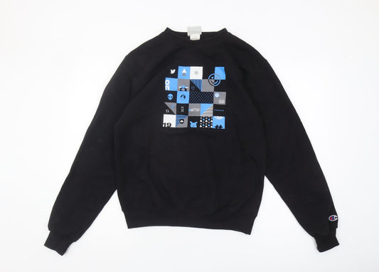 Champion Men's Black Graphic Print Pullover Sweatshirt, Size S