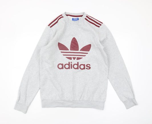 Adidas Men's Grey Logo Sweatshirt Pullover S