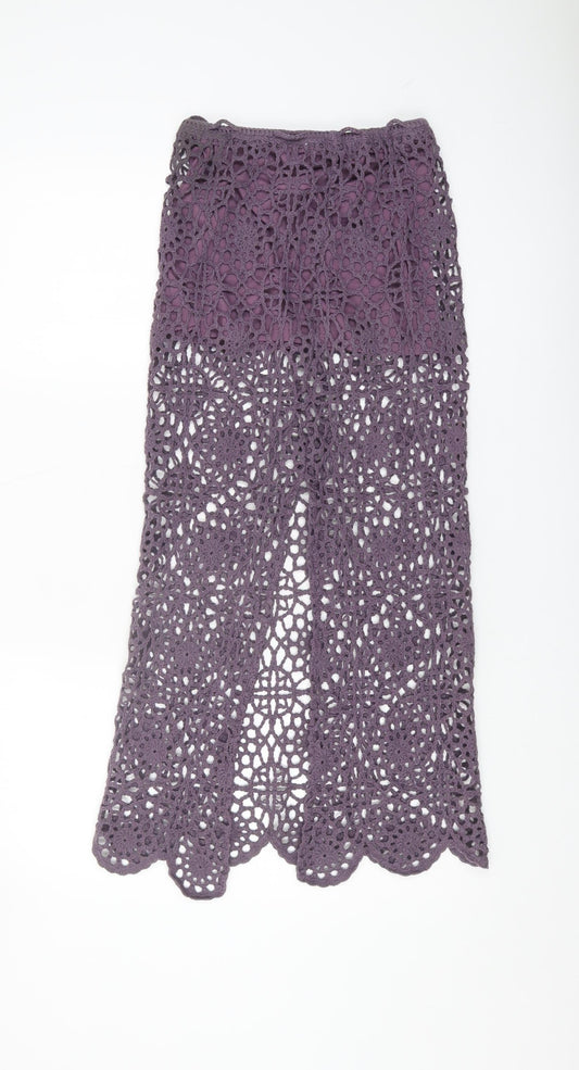 Pull&Bear Women’s Long Purple Crochet A-Line Skirt XS