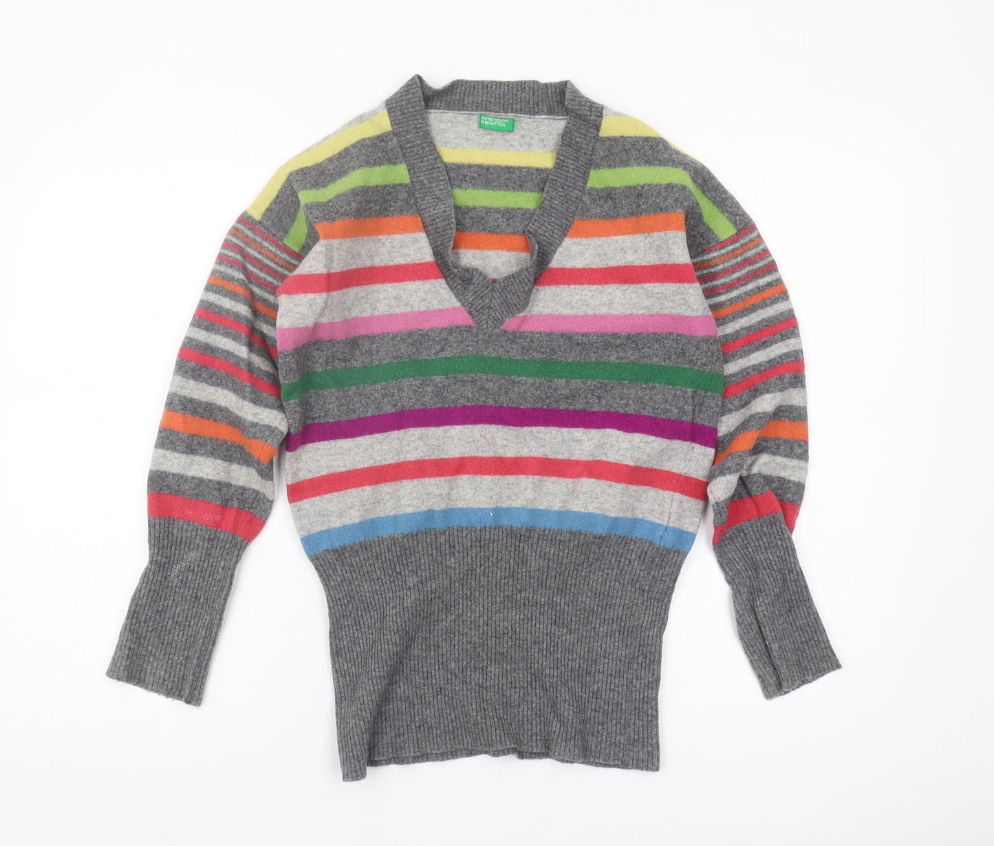 United Colors of Benetton Women's Multicoloured Striped Jumper - M