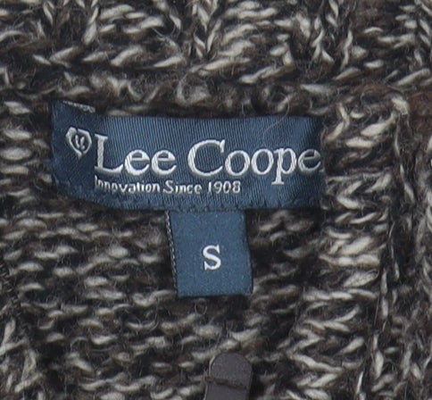 Lee Cooper Men's Brown Wool Full Zip Jumper, S