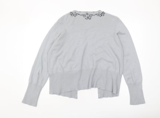 Austin Reed Women's Grey Cardigan, R, Embroidered Knit