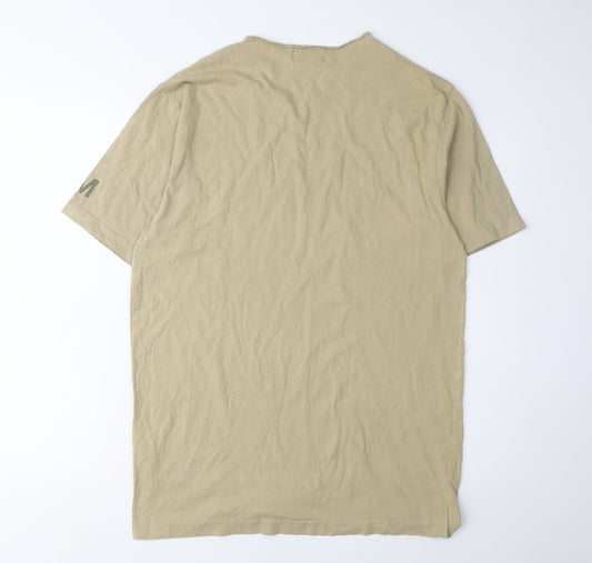 Kurt Muller Men's Beige Graphic T-Shirt, M Size, Short Sleeve