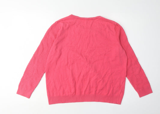Laura Ashley Women's Pink Crew Neck Jumper, Size 16