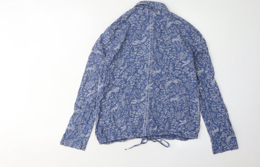 White Stuff Women's Blue Floral Button-Up Shirt, Size 8, Casual