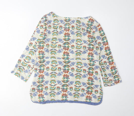 Womens UK Size 8 Weird Fish Multicoloured Cotton Blouse