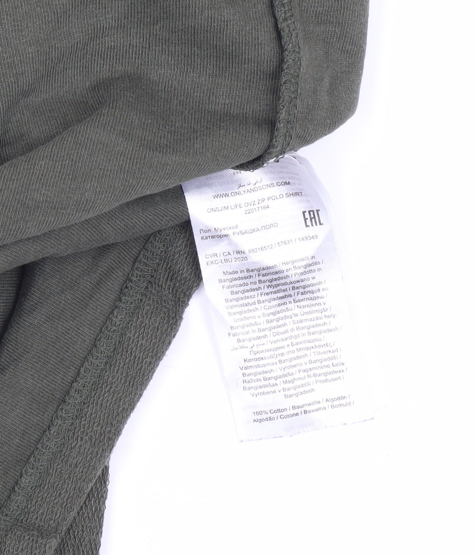 Brand and care label for Only & Sons Green Polo Shirt for Men, size S