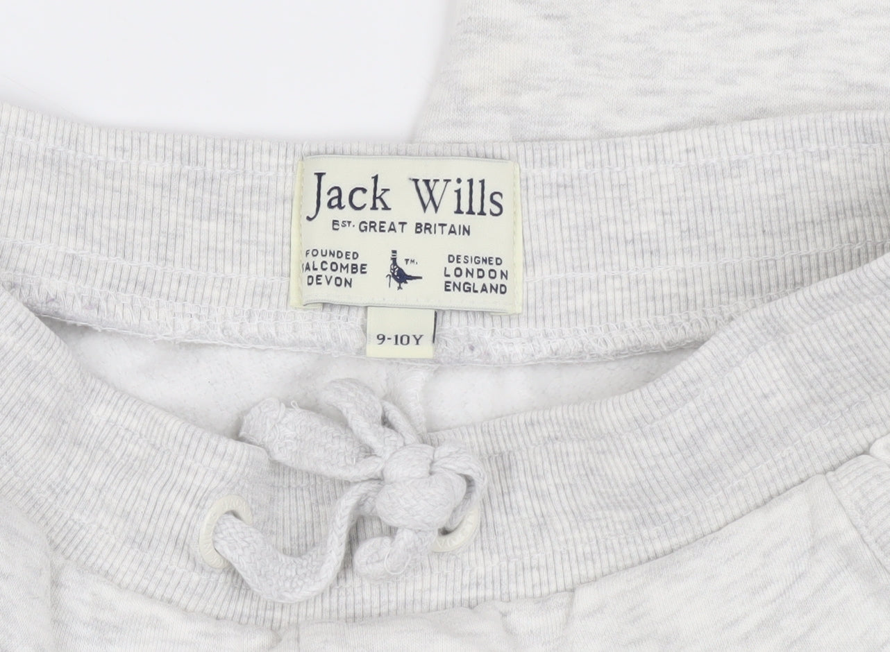 Close-up detail of Jack Wills girls’ grey jogger trousers 9-10 years - casual
