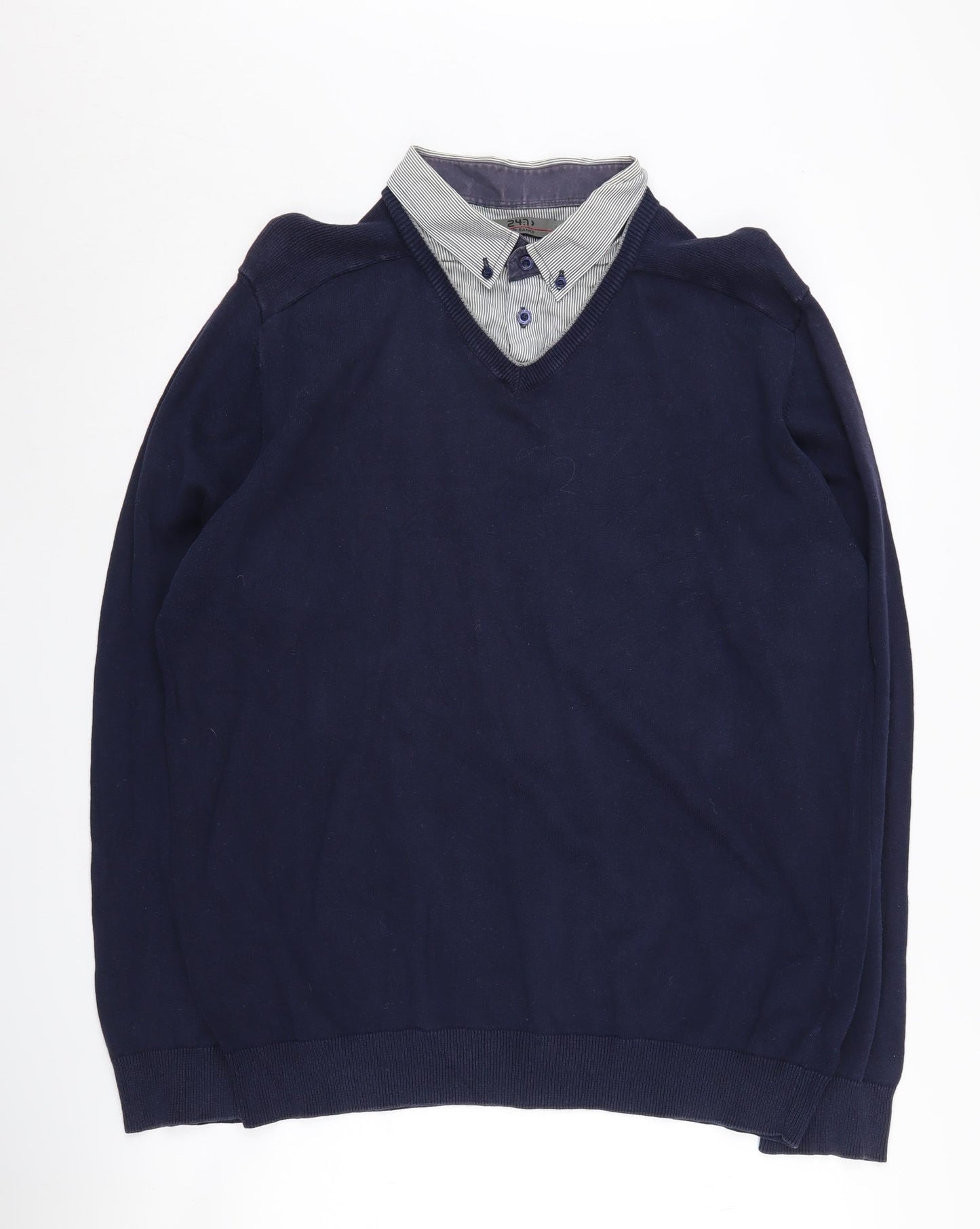 Jeff Banks Men's 2XL Blue V-Neck Pullover Jumper