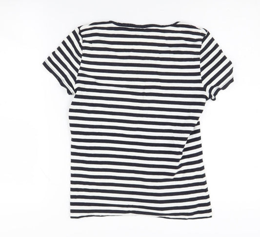 Hobbs Women's Black Striped T-Shirt Size S