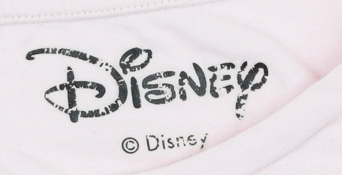 Disney Women's Pink Love T-Shirt UK 16 Crew Neck Short Sleeve