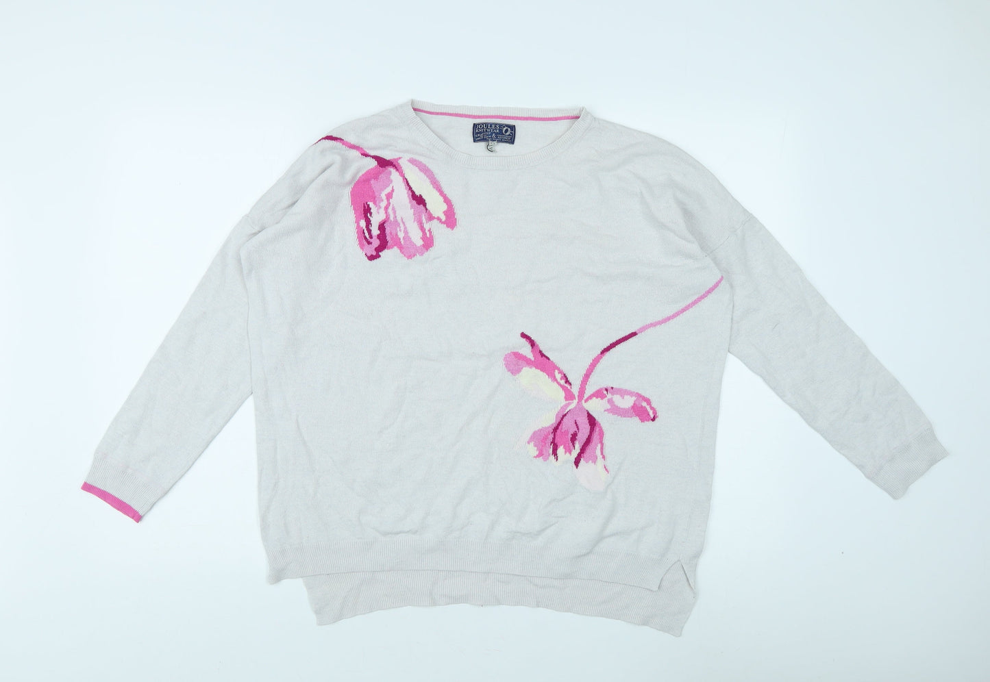 Joules Women's Ivory Floral Pullover Jumper Size 12