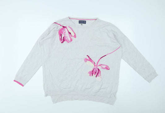 Joules Women's Ivory Floral Pullover Jumper Size 12