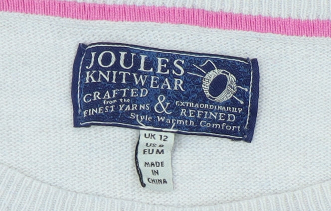 Joules Women's Ivory Floral Pullover Jumper Size 12