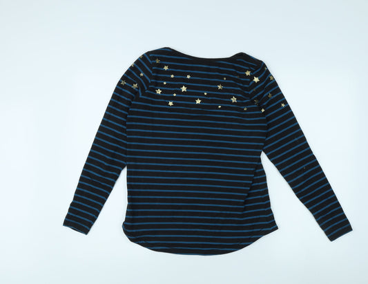 Fat Face Women's Black Striped Long Sleeve Top Size 10